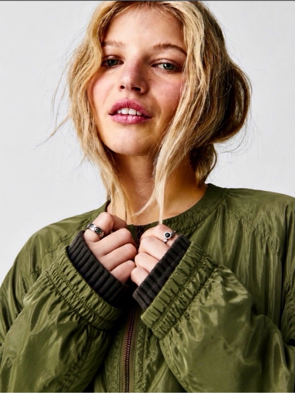 FREE PEOPLE Wayfarer Green Cocoon Bomber Jacket Size S - Picture 3 of 11